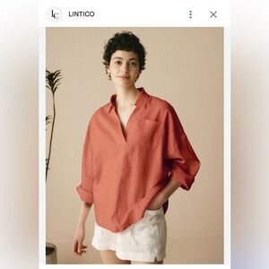 Lintico brand Linen Oversized Fit Pocket Shirt Elowen - XXL NWOT